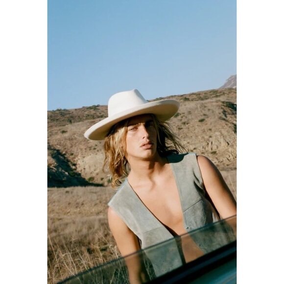 Lack of Color Melodic Fedora Hat in Ivory Small 55 cm New Beach western - Picture 13 of 15